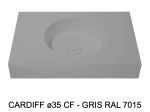 Plan vasque lavabo circulaire ⦰ 35 cm sur mesure Largeur 50 à 201 x P 40 à 51 cm Finition lisse 10 couleurs au choix, Anti bactérien Résine Akrytan® dans la masse Livraison Offerte.